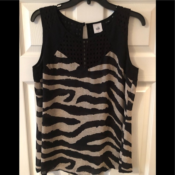 Cabi Tivoli Zebra Print Top Animal Print Sleeveless Layer Office Career Sz S - Picture 3 of 5